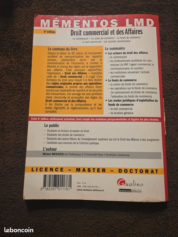Droit commercial et des affaires vue de cote — LBC AT'Brocante Troyes