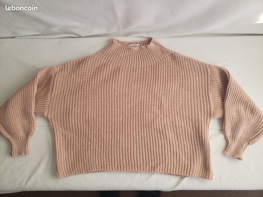 Pull col cheminée Actuelle 38/40 vieux rose (image 1)