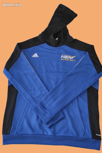 Sweat à capuche Adidas homme XL bleu noir basketball Vêtements