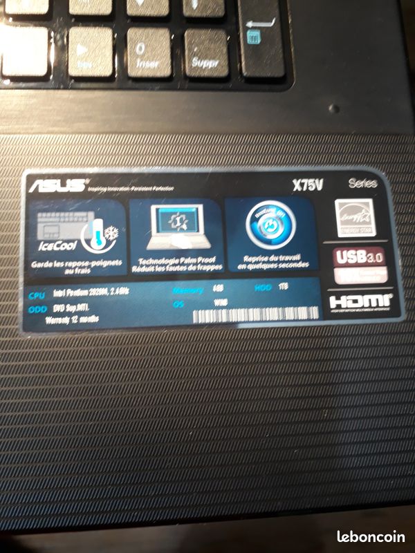 Top Case Avec Touchpad Pour Asus X75V – Testé, Garanti 30j, Envoi Rapide