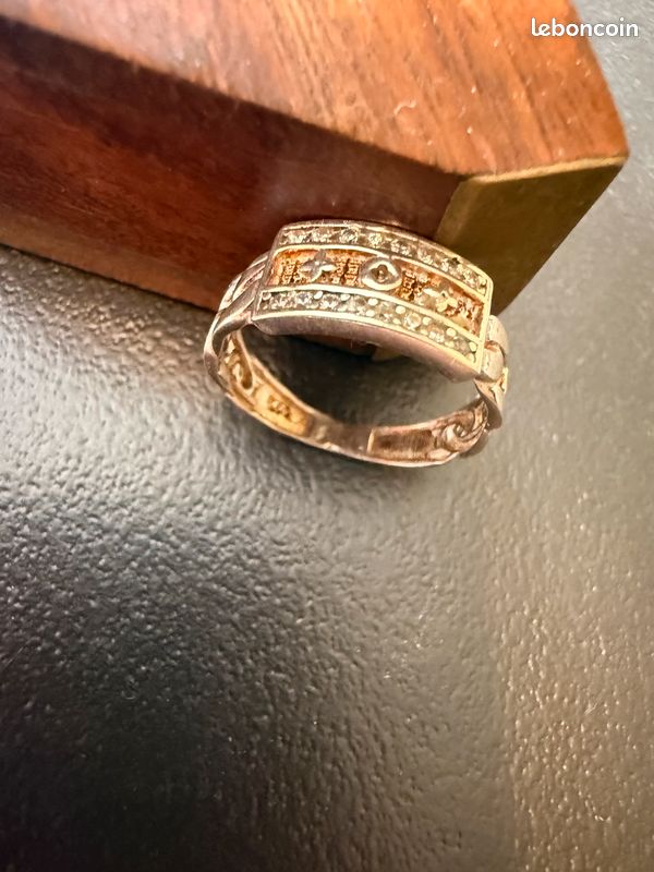 Bague Vintage En Argent 925 - Taille 56, Effet Diamanté, Bijou Rare Et Ancien, Occasion En Parfait État