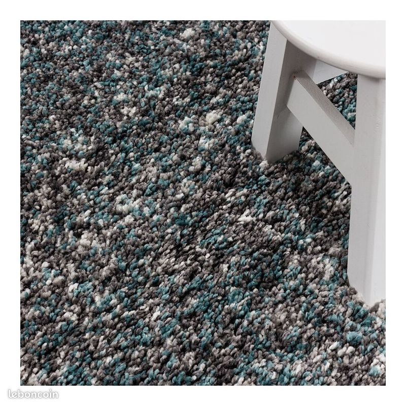 Tapis shaggy rectangle bicolore moderne Benno Bleu 60x110 (image 7)