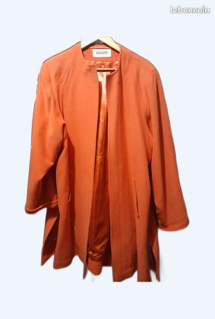 Manteau Long Electre Pour Femme, Taille 40, Bleu, 100% Laine - Occasion Excellent état, Style Trench, Fabriqué En France