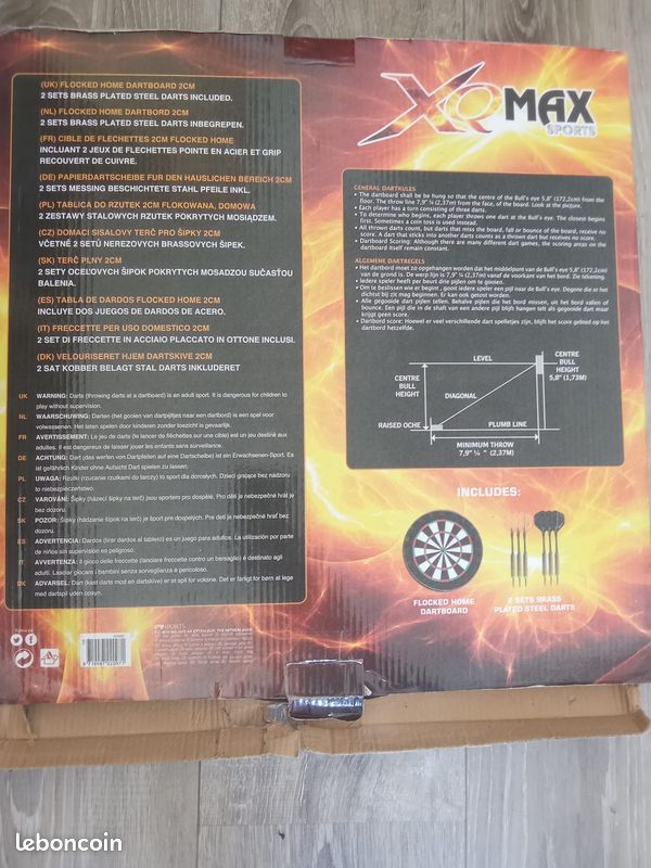 Jeu de fléchettes XQ Max Sports – Cible double face + 6 fléchettes (image 2)