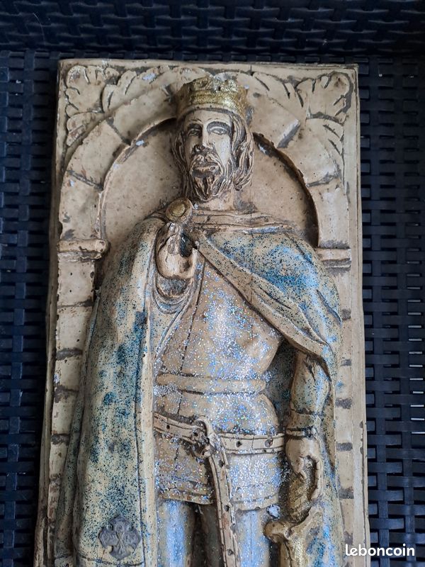 Statue en bas-relief chevalier/ roi. 56cmx23cmx5cm. Ancien decoration vintage (image 2)