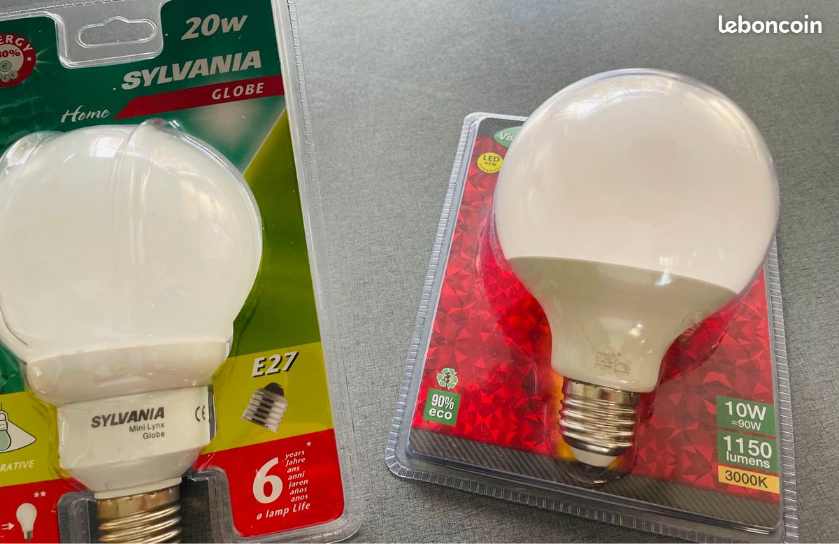 Lot de 3 ampoules globe E27 - Neuves (image 1)