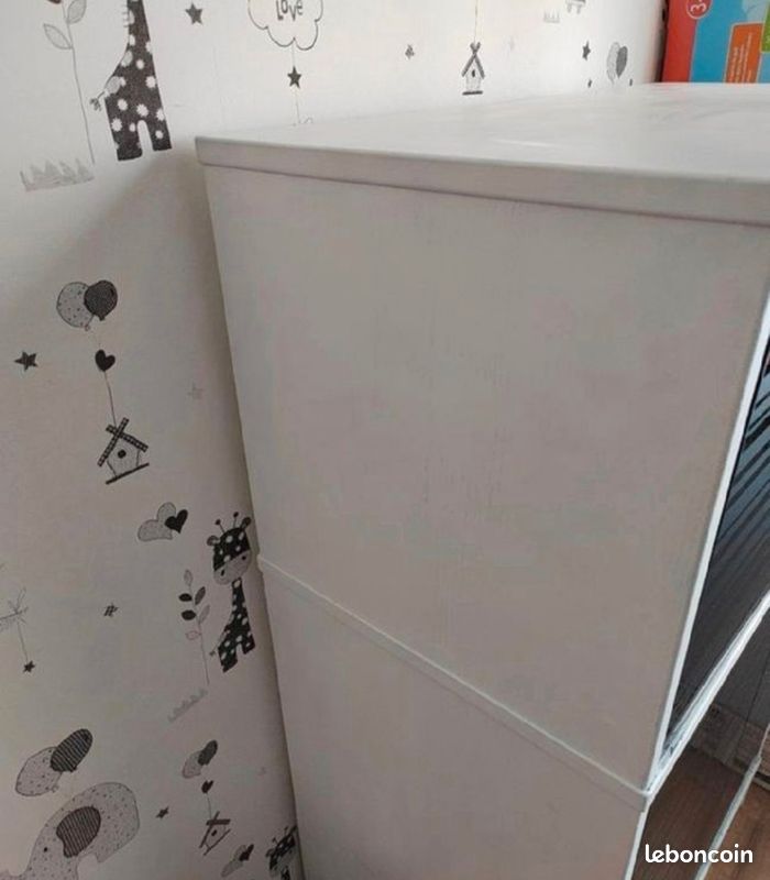Meuble bois Blanc / Portes Laquées Noires (image 7)