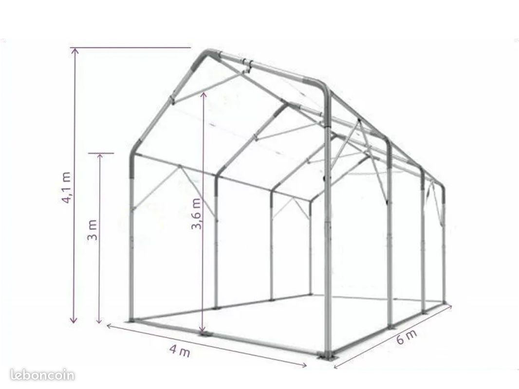 Tente PVC de Stockage 4x6 m – Abri Toile Pro – Produit Neuf (image 2)