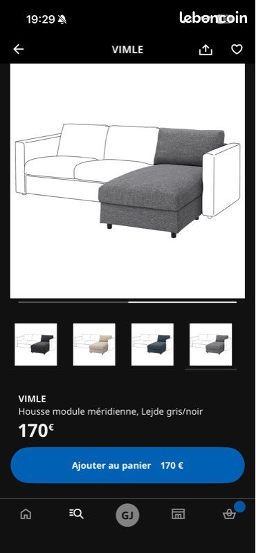 Housse IKEA VIMLE Pour Canapé-lit 2 Places Avec Accoudoirs - Hillared Beige - NEUVE