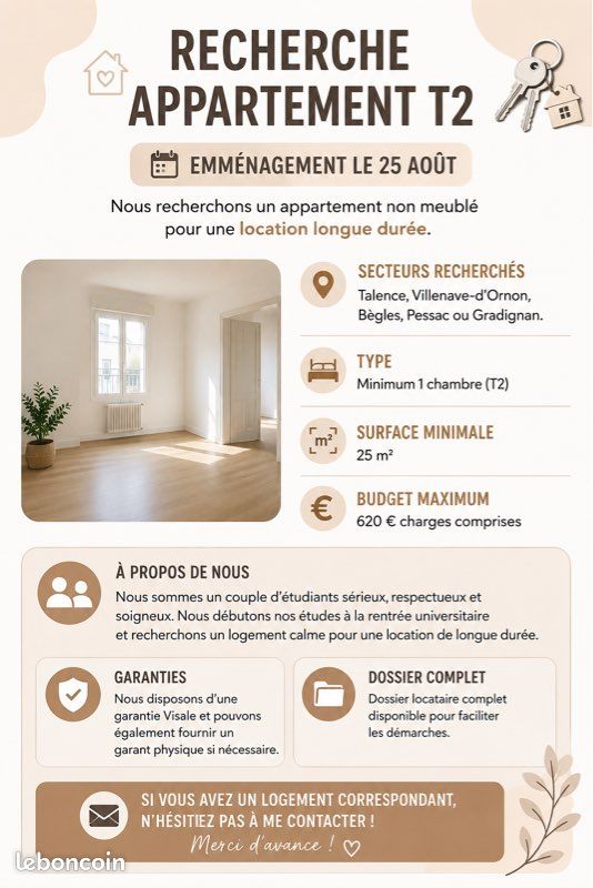 Appartement 2 pièces 25 m² · à Talence · 25 m² · 670 €