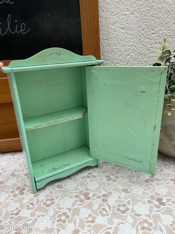 Ancienne Armoire De Poupée Avec Miroir – Bois – Début XXe – Jouet Vintage