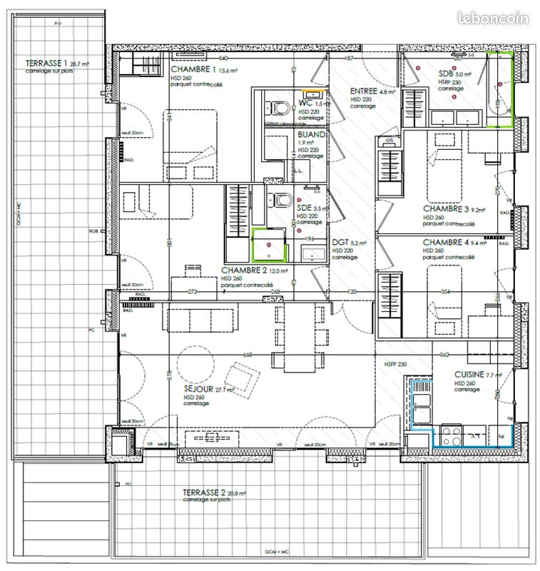 Appartement 5 pièces 102 m² · à Villeurbanne · 101,7 m² · 1 566 €/mois