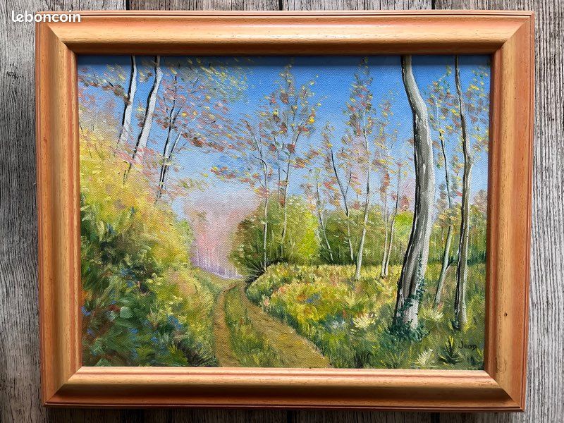 Tableau huile sur toile « vers l’étang « signé (image 1)