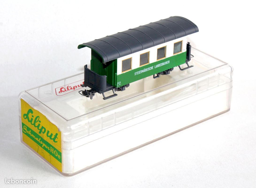 Train Miniature Liliput - Voiture Voyageurs 3e Classe Verte - État Impeccable, Prêt à Rouler