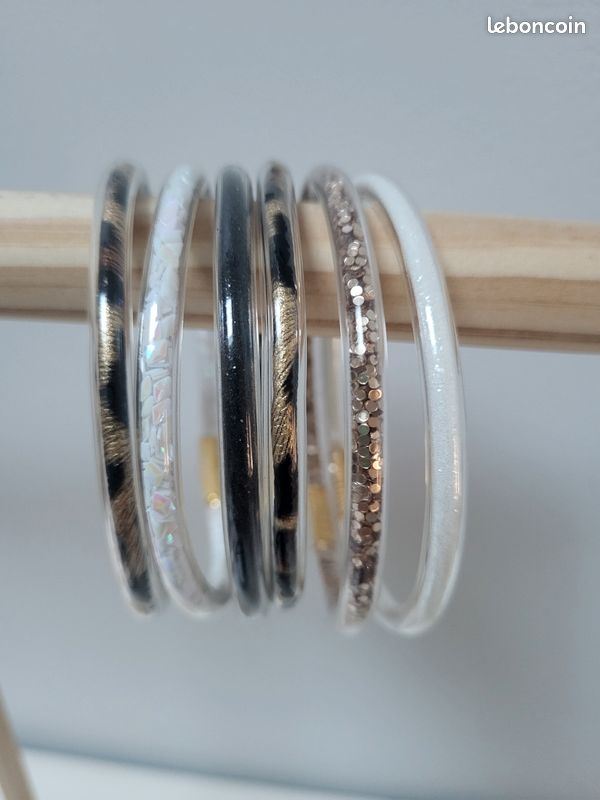 Lot de 6 bracelets fantaisie léopard doré blanc (image 1)