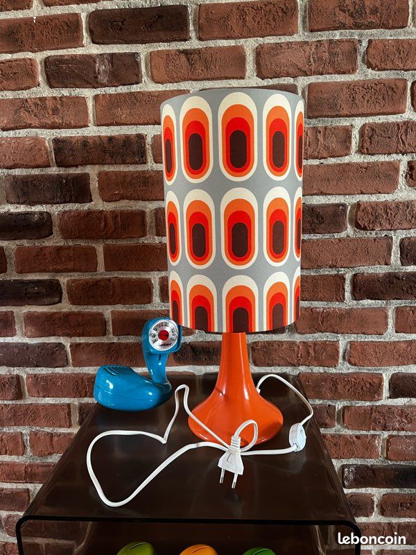 Belle lampe orange vintage seventies rétro (image 13)