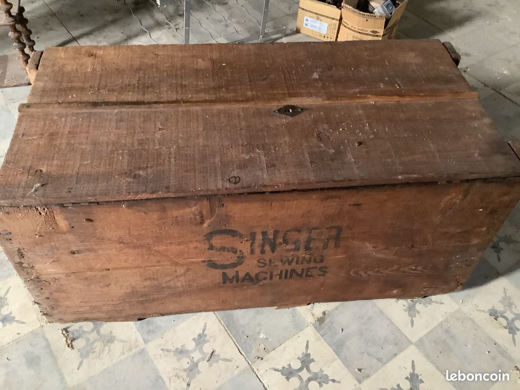 MALLE ou VIEILLE CAISSE "en bois SINGER" très bon état (image 4)