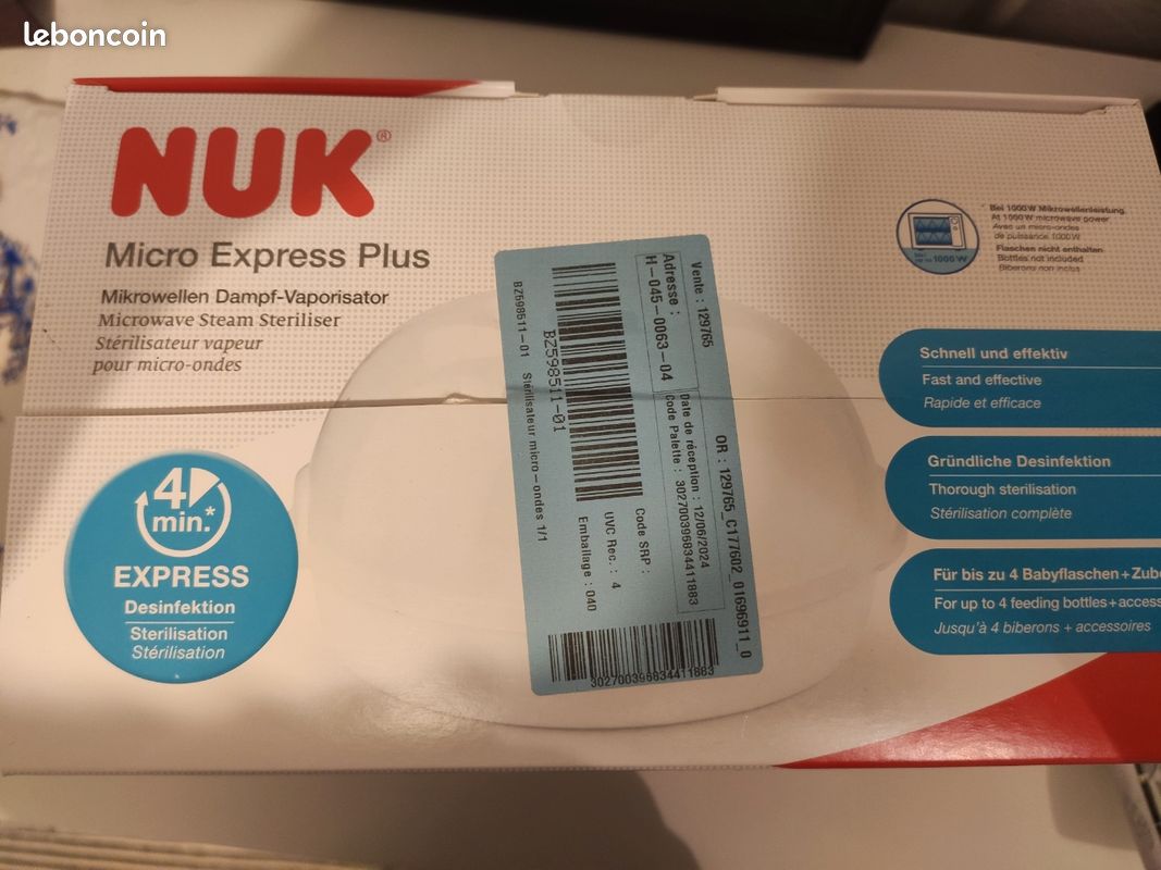 Stérilisateur NUK neuf (vapeur micro ondes) (image 2)