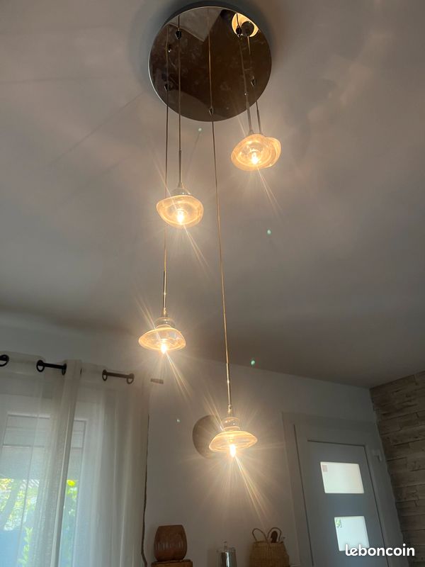 Lustre moderne en cascade argentée (image 2)