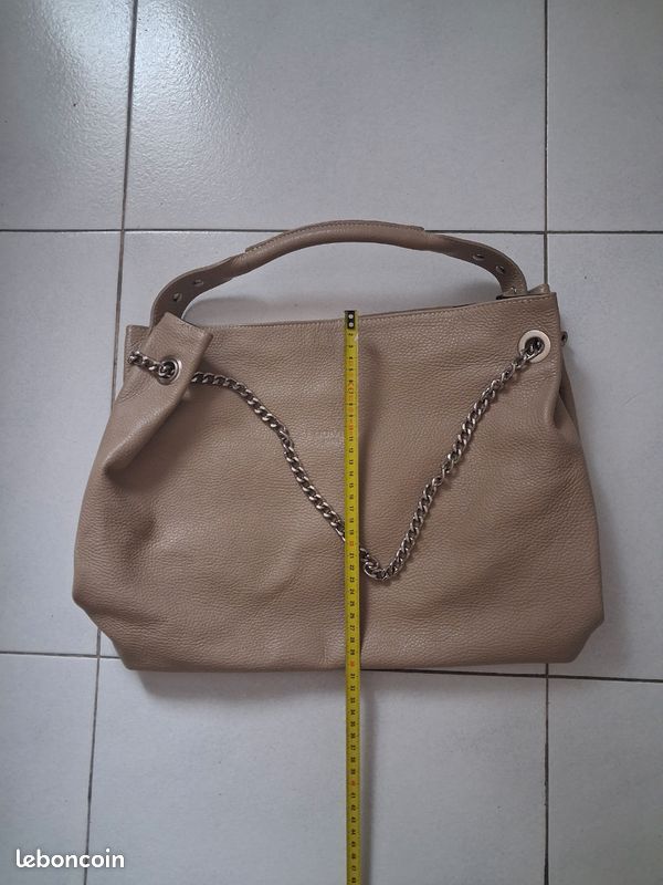 Sac cuir grainé beige (image 5)