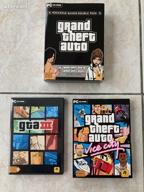 GTA Grand Theft Auto Double Pack (III + Vice City) - PC Français Complet - Bon état
