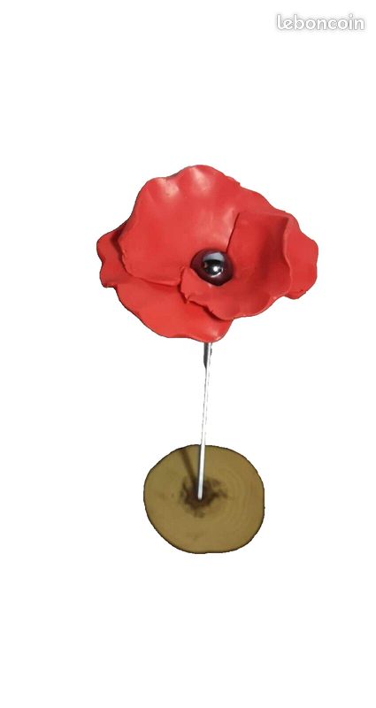 COQUELICOT SCULPTE MAIN-socle bois - imperméable -Artisanat Populaire - (image 6)