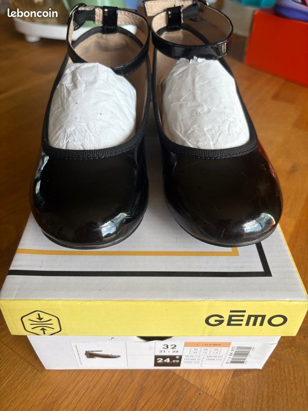 Ballerines Gemo fille vernies à petit talon et bride de cheville