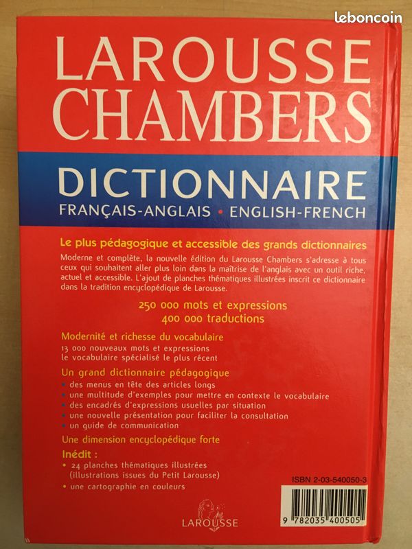 Dictionnaire Larousse Chambers Francais-Anglais / Anglais-Francais (image 2)