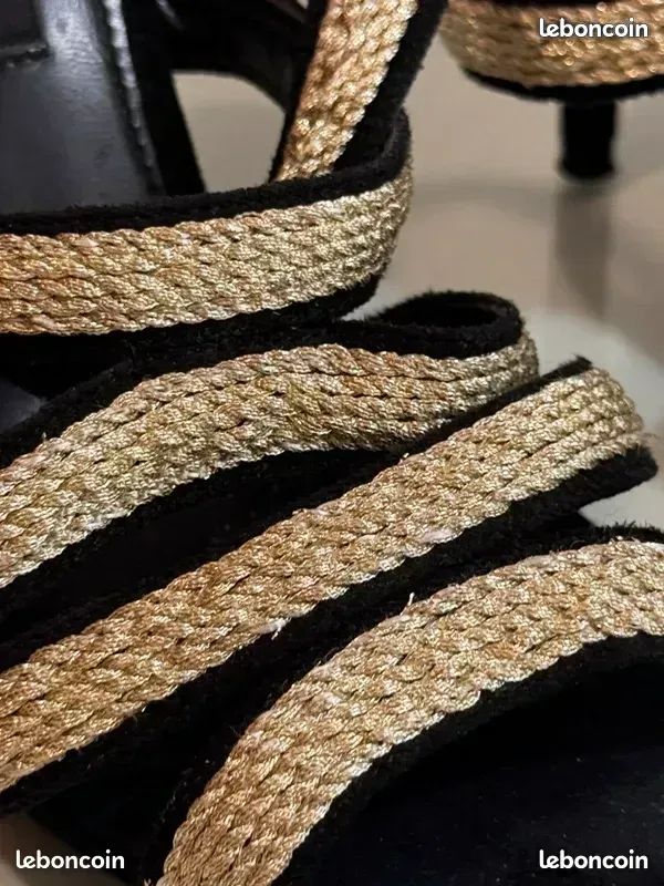Chaussures ZARA noire or tresse taille 37 tbe (image 5)