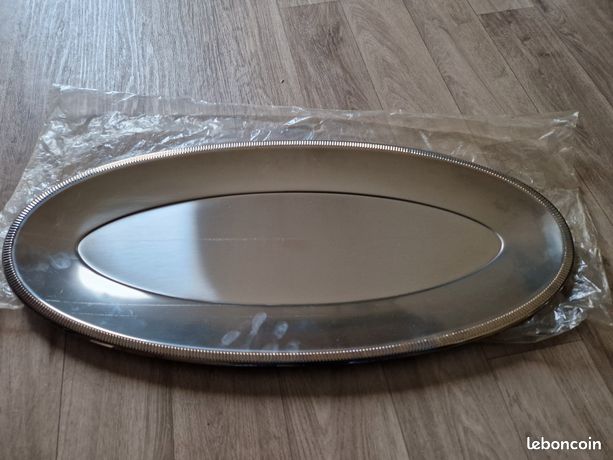 Plat à Poisson Jean Couzon - Inox Argenté Brillant - Vintage - Reproduction Sous Licence
