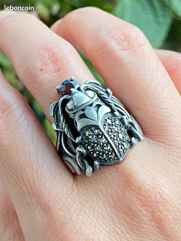 Bague Argent Massif 925 Avec Motif Os - Occasion, Sans Marque, Fabrication Française