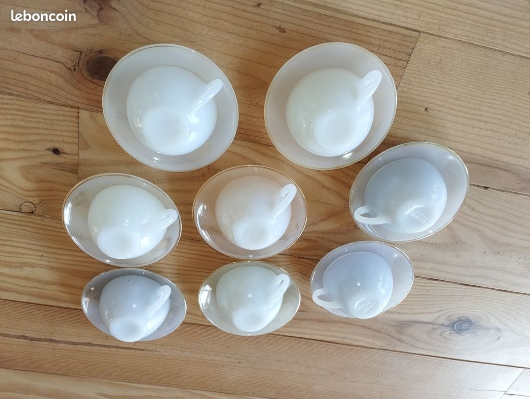 Service à café vintage Arcopal Arlequin Opaline (image 3)
