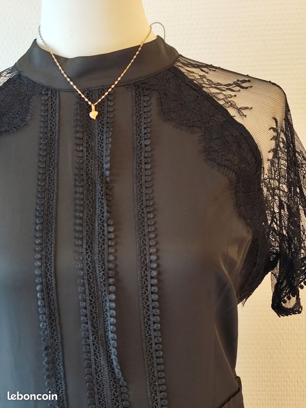 Robe Noire Manches Longues S.L. Fashion Taille 14 - Little Black Dress Occasion