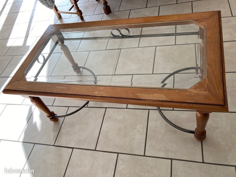 Table basse avec vitre en verre (image 2)
