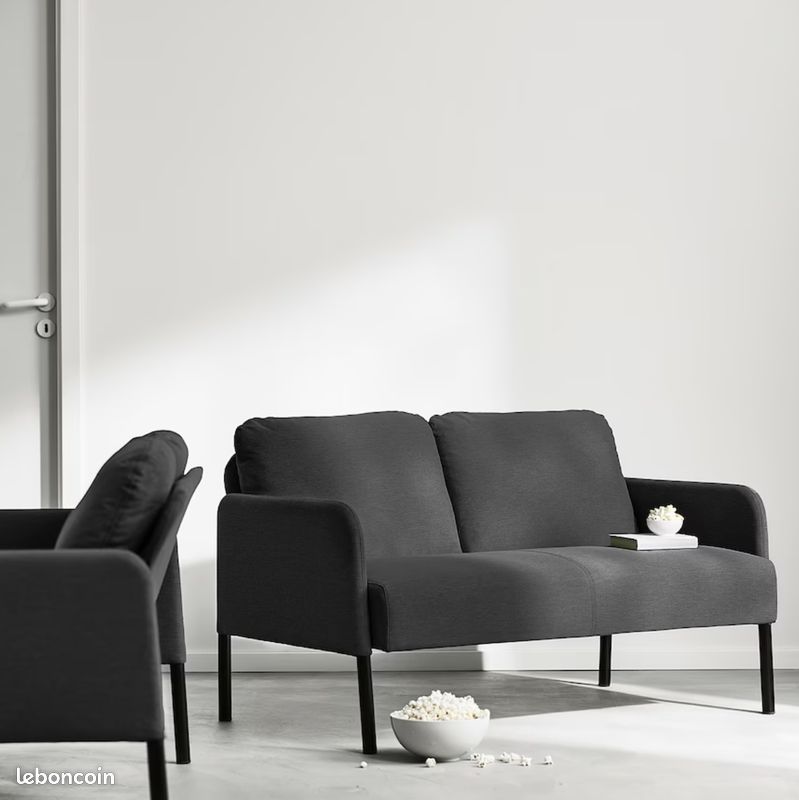 Petit canape gris 2 places (ikea) urgent - paris (image 1)