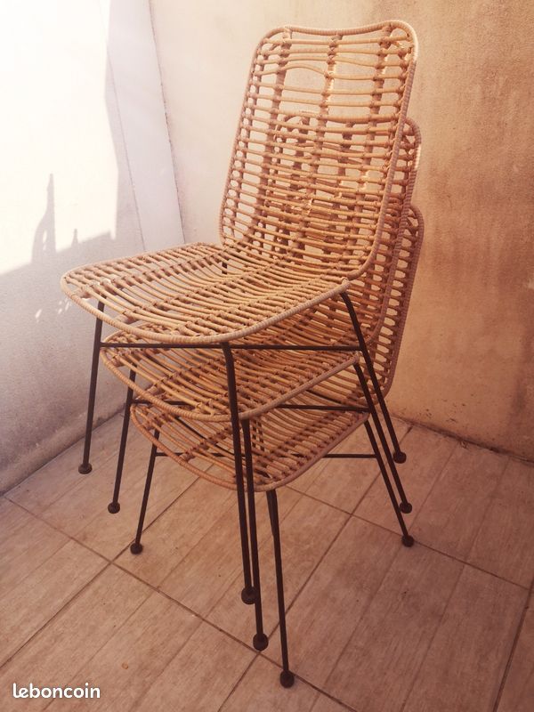 3 chaises rotin et métal (image 4)