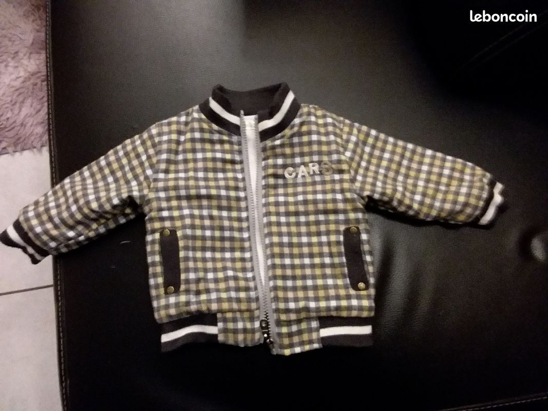 Veste bomber blouson printemps 6 Mois noir blanc jaune (image 1)