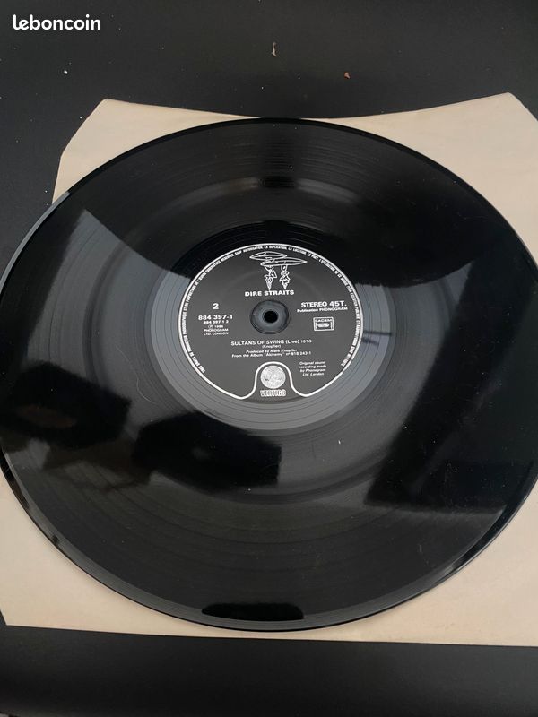 Vinyle 33 tours - DIRE STRAITS - Vertigo 884 397-1 - STEREO 45T - sans pochette (image 2)