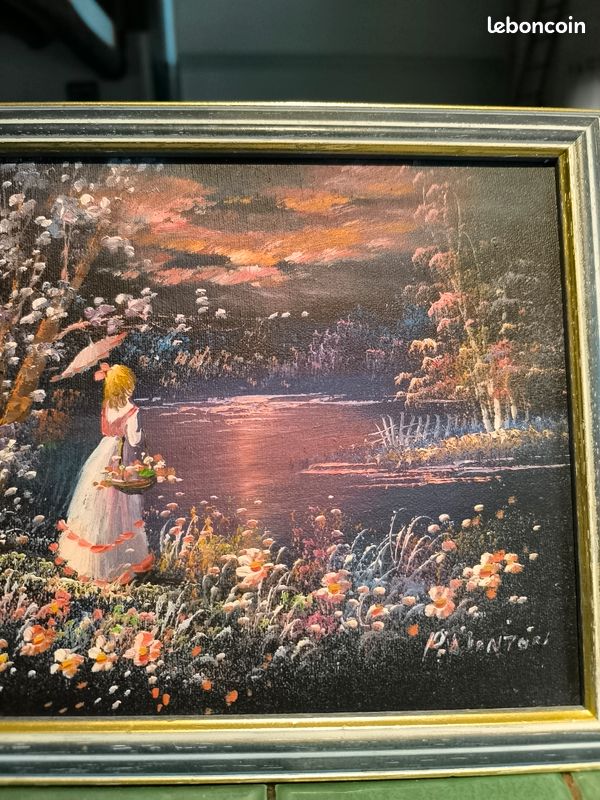 Superbe Petit Tableau Huile sur Toile Signé P. Alentori - Style Romantique/Impressionniste (image 4)