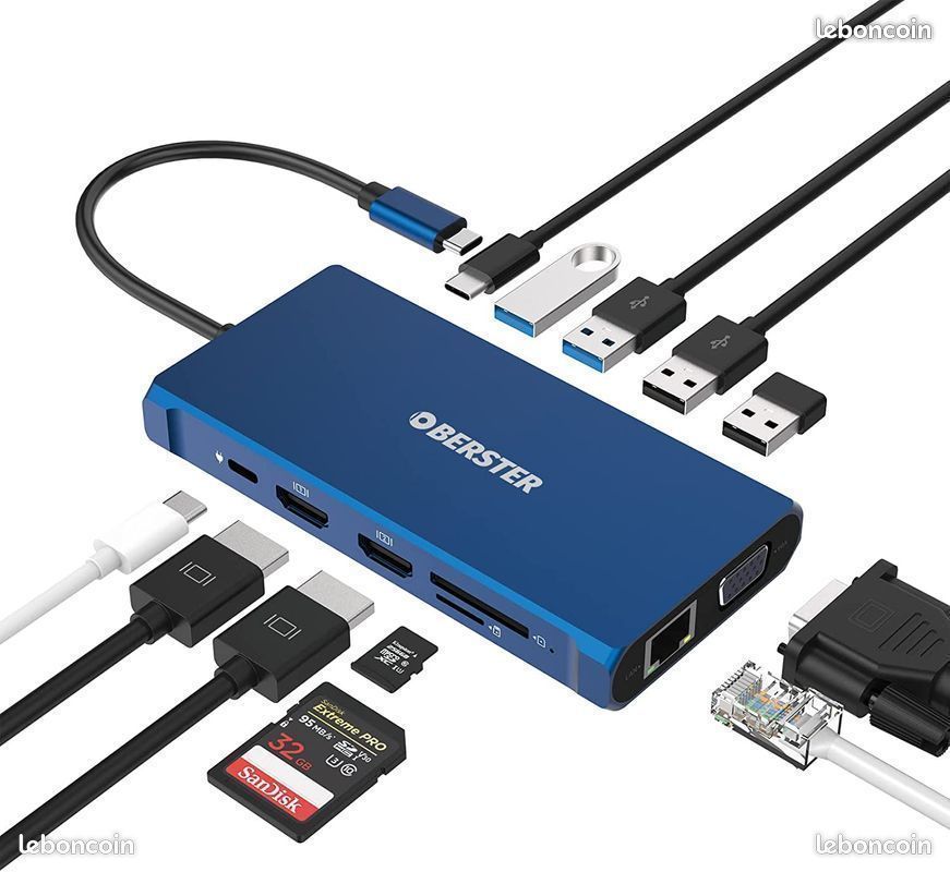 Station d'accueil Hub USB C, 12 en 1 Triple Display USB C NEUF emballĂ© đ» (image 2)