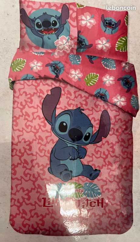 Parure De Lit Stitch 100% Coton - Housse De Couette 140x200cm + Taie 63x63cm - Enfant - Arlis