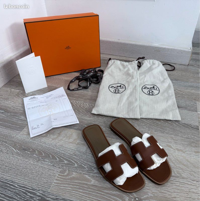 Sandales Hermès oran marron taille 36 Chaussures