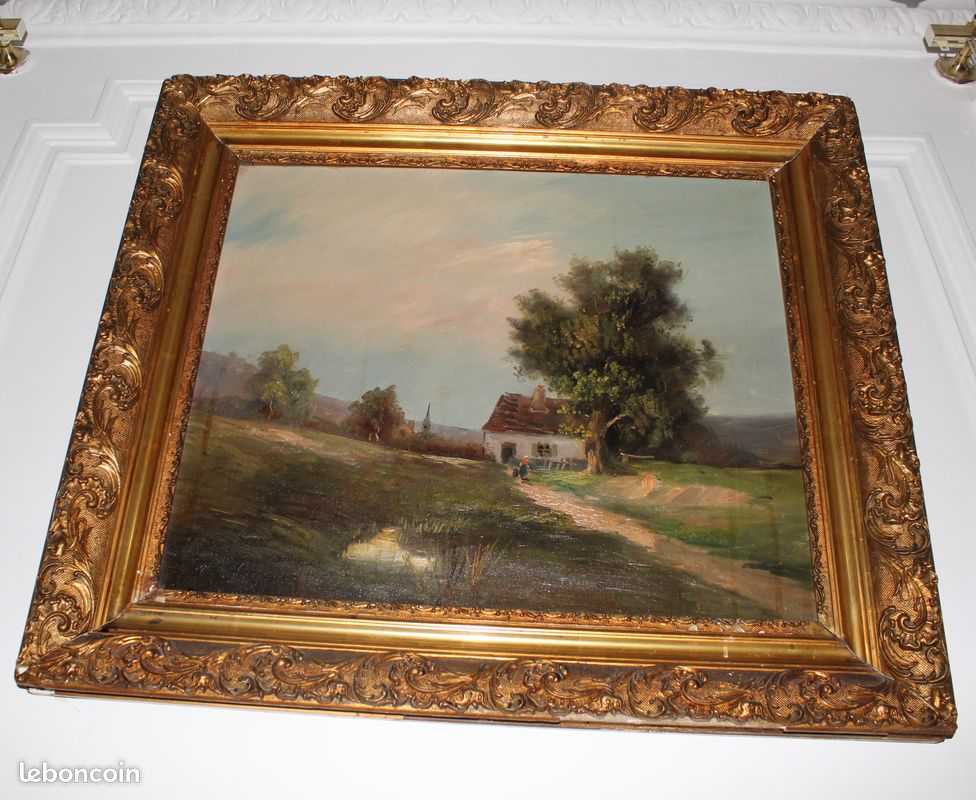 Tableau Toile Théodore Linsyer Barbizon Ancien Décoration Nature (image 2)