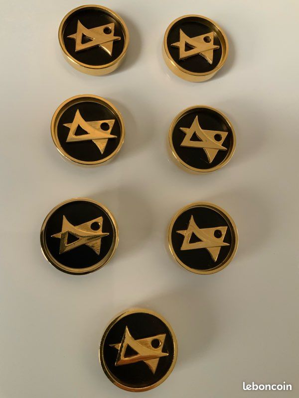 Boutons bijoux Art Deco artisanaux métal noir/or neufs (image 5)