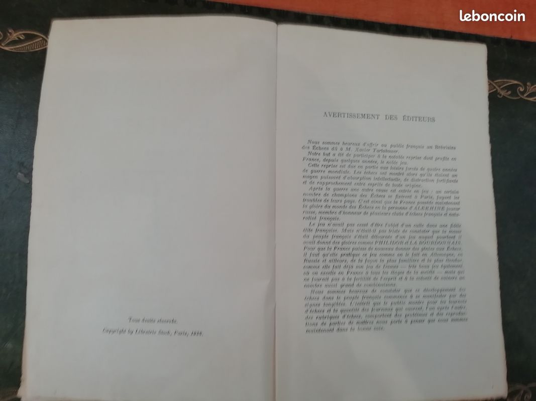 Livre bréviaire des échecs 1949 par x. Tartakower éditions stock (image 6)