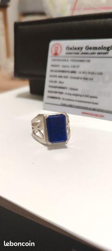 4 ct bague argent LAPIS LAZULLI+ certificat d'authenticité (image 6)