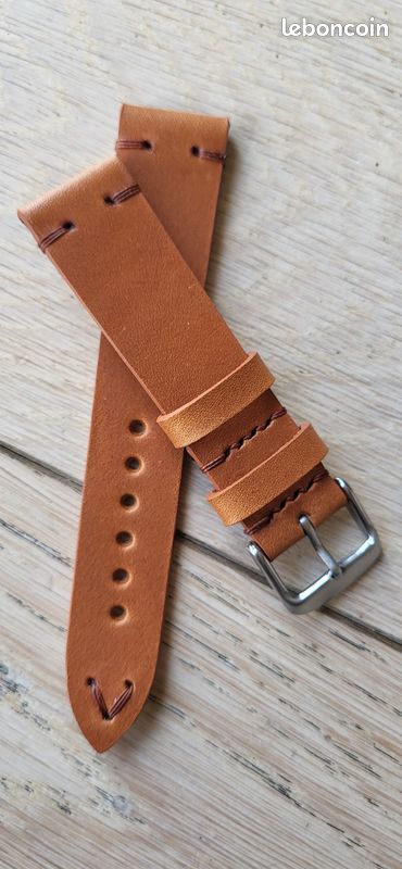 Bracelet De Montre En Cuir Fait Main - Largeur 18mm - Marron - Vintage Années 90 - Neuf Sans étiquette