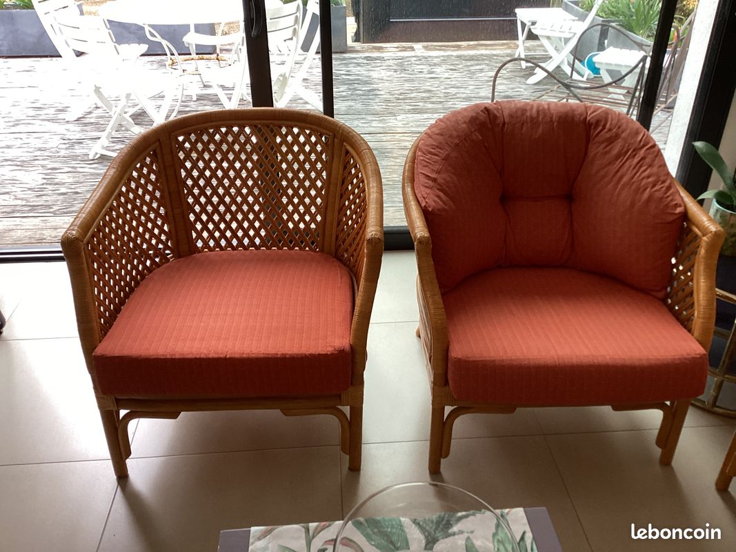 Fauteuil canapé osier (image 2)