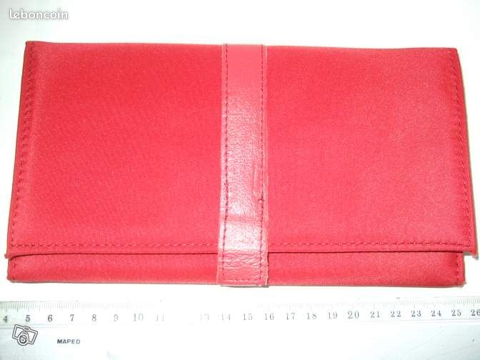 Elégant Grand Portefeuille Rouge Chic Bi-Matière Plusieurs Poches NEUF (image 1)