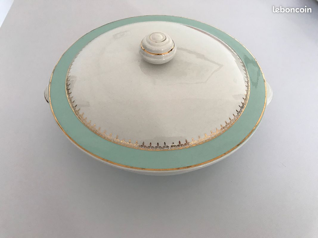 Service de table vintage 41 pièces - K&G Lunéville "Senlis" - Vert d'eau & Or (image 12)